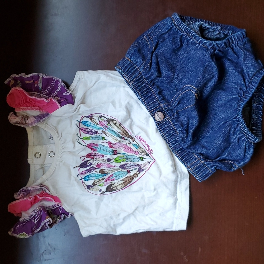 Wrangler baby girl Diaper Cover and Western Shirt size 12 months